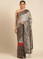 Silk Grey Casual Wear Printed Saree